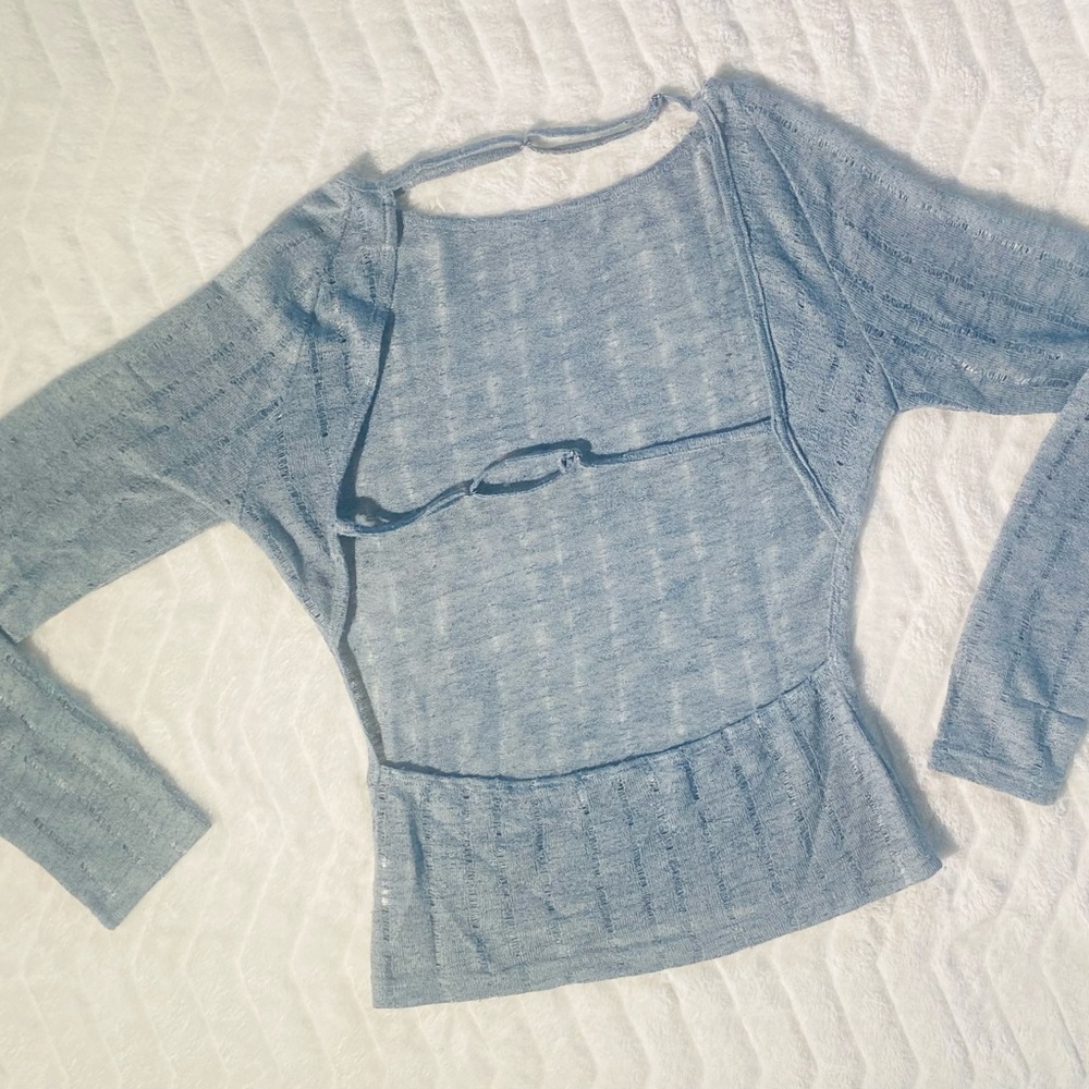 Princess Polly Blue Long Sleeve Top - Picture 2 of 4